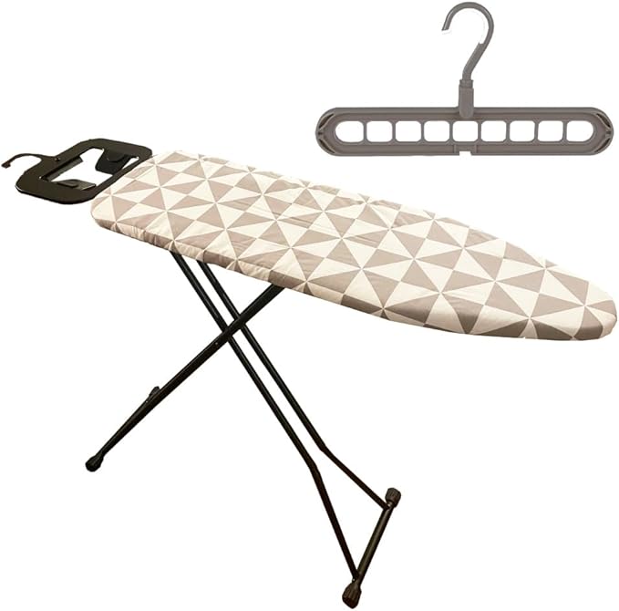Compact Ironing Board Foldable | Hanging Iron Board with Safety Iron Stand & Rest for Small Space or Apartment, Thick Cover & Pad, Height Adjustable up to 33" Features 4 Steel Legs