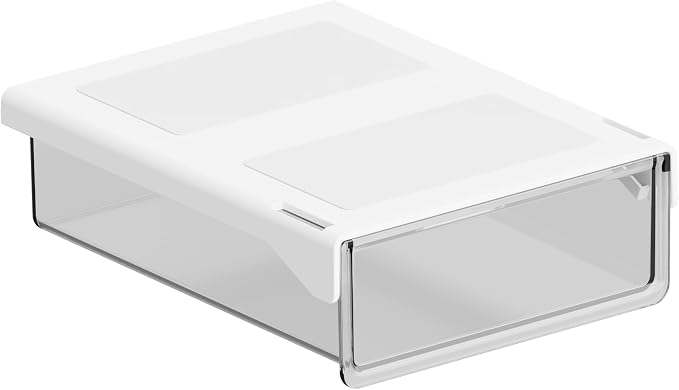 Clear Storage Drawer – 25° Tilted Front, Self-Adhesive Organizer for Bathroom, Kitchen & Office (Small)