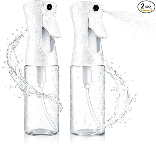 2 Pack Spray Bottles for Hair - Continuous Water Mister Spray Bottles with Ultra Fine Mist Spray for Hairstyling, Barbers, Salons, Skin Care, Cleaning, Plants, Pets (Ivory, 6.8 oz)