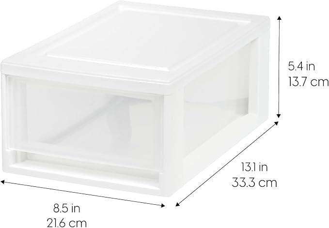 IRIS USA 4-Pack, 6 Qt. Small Stacking Drawer Storage Organizer, White | Organize craft supplies, accessories, office items, and small essentials around your home with separate storage spaces