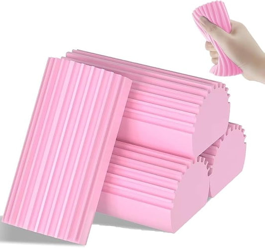 iKLYN 4 Pack PVA Cleaning Sponge, Super Absorbent Reusable Multi-Surface Damp Duster for Car Wash, Kitchen, Blinds, Vents, Mirrors - 4.5 x 2.4 x 1.8 Inches (Pink, Grey, Blue)