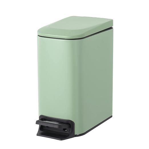 Cesun Small Bathroom Trash Can with Lid Soft Close, Step Pedal, 6 Liter / 1.6 Gallon Stainless Steel Garbage Can with Removable Inner Bucket, Anti-Fingerprint Finish (Sage Green)