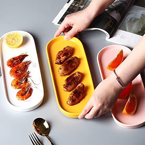 Ceramic Sink Tray, Suit for Bathroom Counter, Bathtub, Cosmetics Dish, Candle, Perfume Shampoo Liquid Soap Tray Simple Style Design Suit for Bathroom and Kitchen (2pcs White)