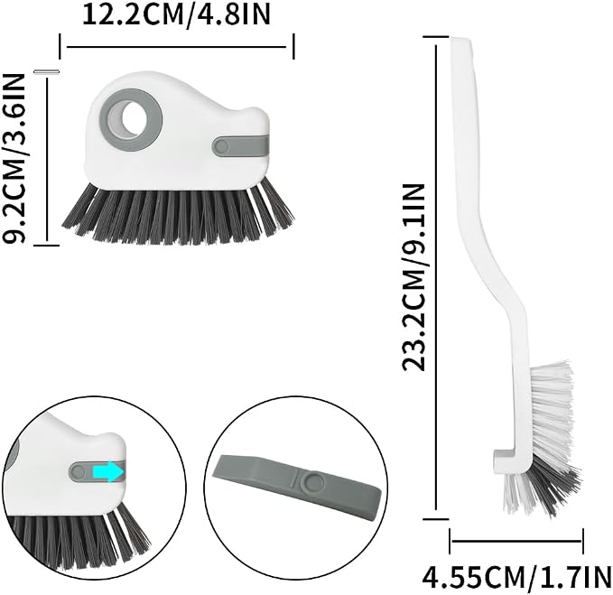 2pcs 2 in 1 Groove Crevice Cleaning Brush Window Track Cleaning Tools,Multifunction Grout Cleaner Tool Crevice Cleaning Brush with Hidden Scraper for Sliding Door Track,Window Sill,Window Seal