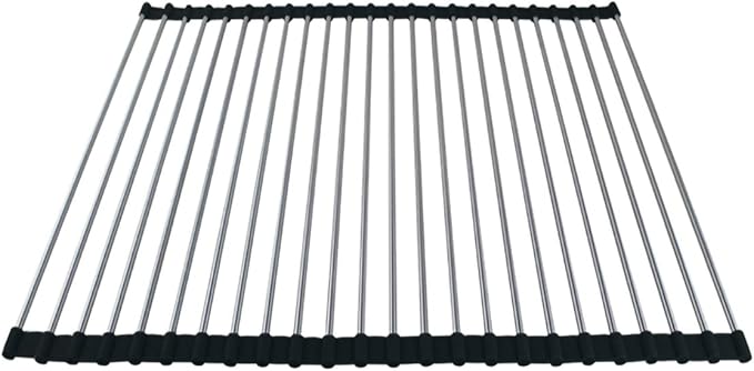Ahyuan Roll up Dish Drying Rack Over The Sink Kitchen Roll up Sink Drying Rack Portable Dish Drainer Foldable Dish Drying Rack (Black, 17.8''X15.8'')