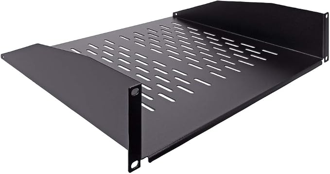 NavePoint 2U 19-Inch Universal Vented Rack Mount Cantilever Server Cabinet Shelf 14-Inches Deep Black