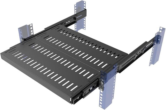 1U 4-Post Vented Sliding Rack Shelf Mounting Depth 15“-22" | Rack Mount Shelf 14-17" Deep with Adjustable Mounting Depth 15-22" for 19 inch AV/Network Equipment Rack,Unassembled (15-22)