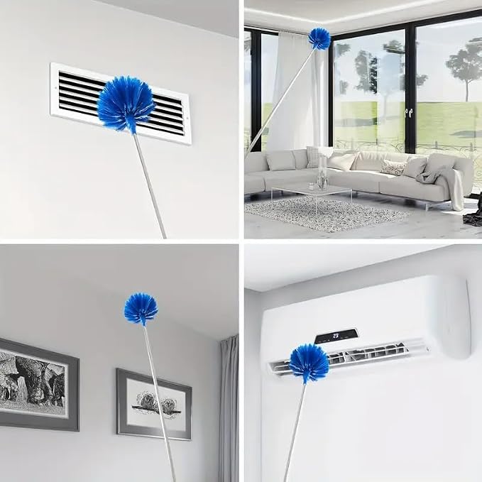 Microfiber Feather Duster 7-in-1 Kit, Dusters for Cleaning, Duster with Extension Pole 100 Inches, Cobweb Duster, Microfiber Dusters for High Ceilings and Fans, Blinds, Cars and Furniture