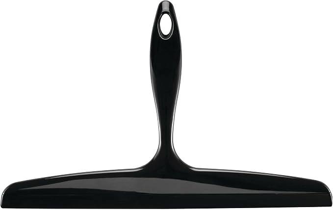 iDesign Bathroom Plastic Shower Squeegee, Black | Wall Hook Included
