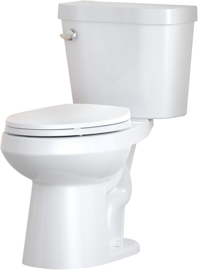 Two Piece Toilet 21 inch Chair Height Elongated Bowl, Side Handle, High Seat Toilet for Elderly, Comfortable Bathroom Toilet with Soft-Close Seat White