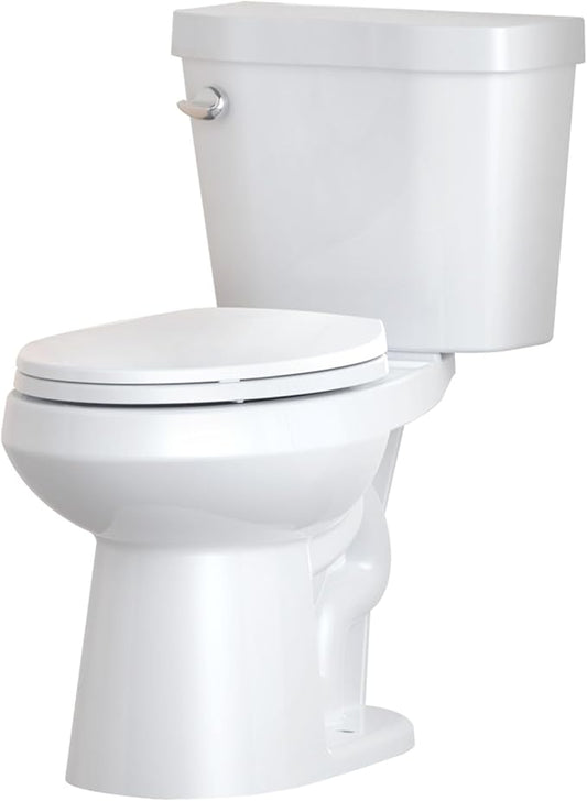 Two Piece Toilet 21 inch Chair Height Elongated Bowl, Side Handle, High Seat Toilet for Elderly, Comfortable Bathroom Toilet with Soft-Close Seat White