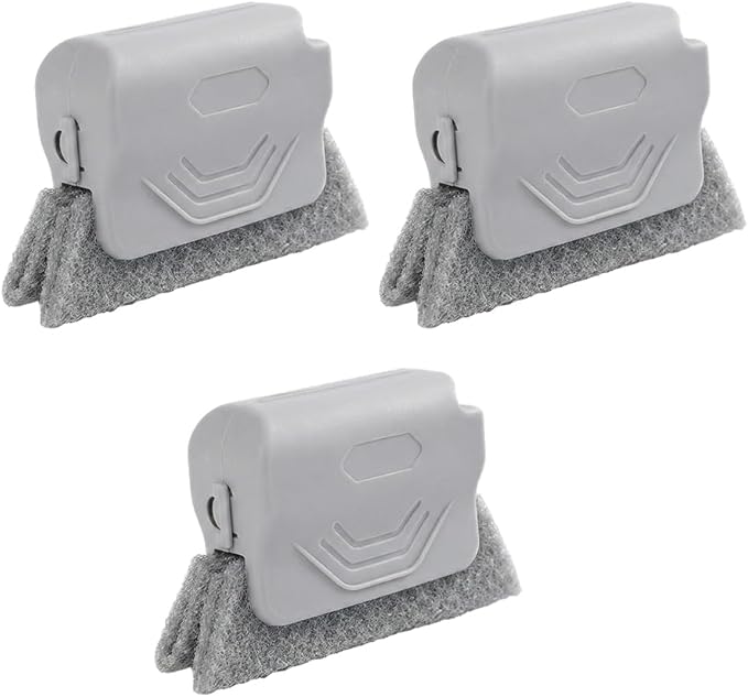 Window Track Cleaner, Handheld Cleaning Brush Set, for Window Tracks, Tile Grout Lines, Shutter Slats (Gray 3pcs)