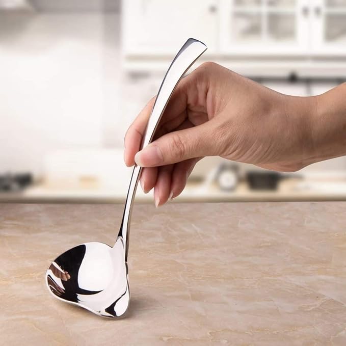 IMEEA 7-Inch Small Sauce Ladle with Pour Spout, 18/10 Stainless Steel Drizzle Spoon for Gravy, Dressing, Sauce, 2-Piece