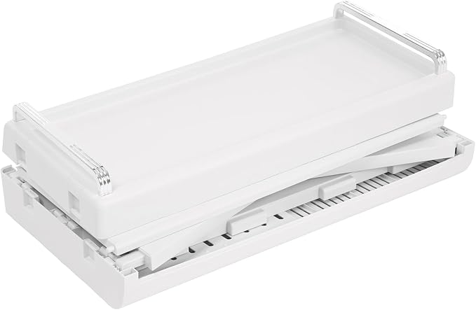 Dish Drying Rack with Lid Cover - 2-Tier Foldable Drain Board, 33lb Capacity Countertop Organizer for Plates, Bowls & Utensils, Space Saving Kitchen Storage (Clear White)
