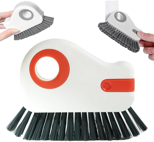 2 in 1 Groove Cleaning Brush Window Track Cleaning Tools, 2024 New Hard Bristle Crevice Cleaning Brush with Hidden Scraper, Shutter Door Window Track Kitchen Cleaning Brushes Kit (2, Orange)