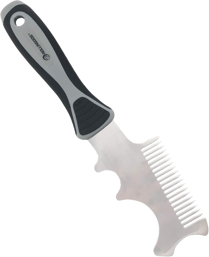 ROLLINGDOG 4 in 1 Paint Brush Comb | Multipurpose,Paint Brush Roller Cleaner Tool,Rubber Handle,Stainless Steel