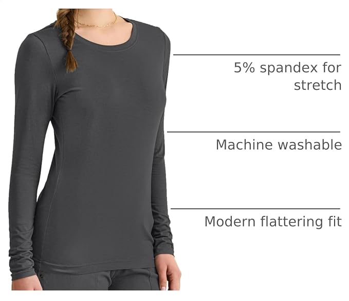 Healing Hands Underscrub Long Sleeve Women Knits Scrub Tops | Soft Cotton Blend Knit, Breathable Stretch Comfort, Machine Wash, Easy Care Fabric, Ideal For Layering Under Scrubs