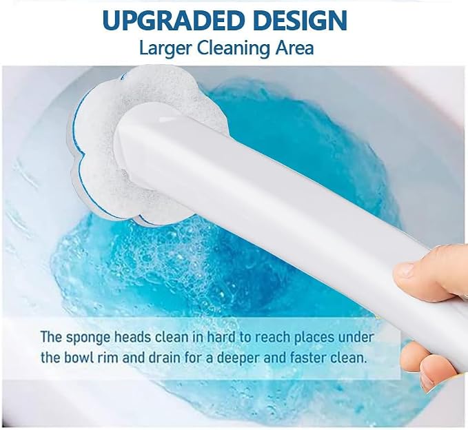 48 Count Refill Heads Disposable Toilet Brush Kit with Holder,Deep Cleaning Wand for Rim,Corner & Pipe,Wall Mount Storage Caddy,Limescale & Rust Remover