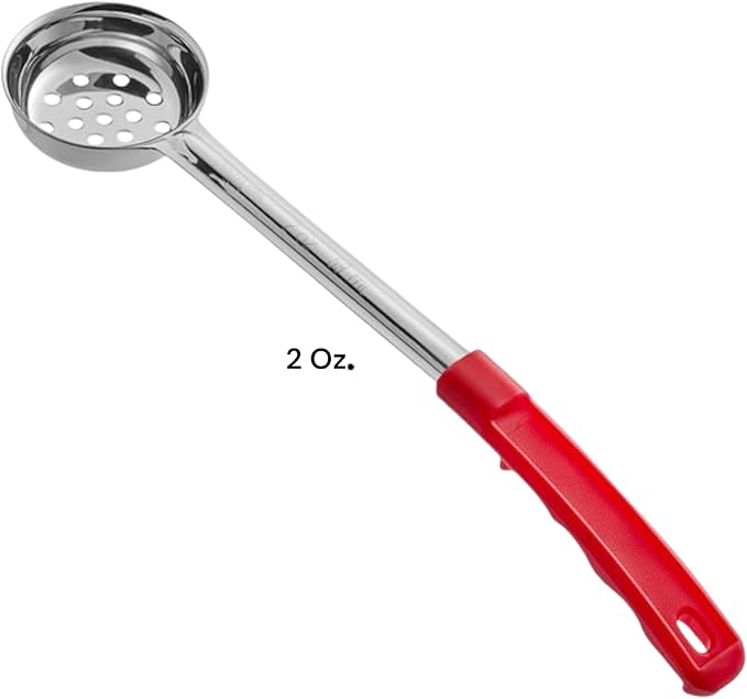Portion Control Ladles Serving Spoons Perforated, Measuring Serving Utensils, for Restaurants, Busy Kitchens, Bariatric Surgery, Weight Loss, 1oz 2oz 3oz 4oz Color Handles Spoodle - Set of 4
