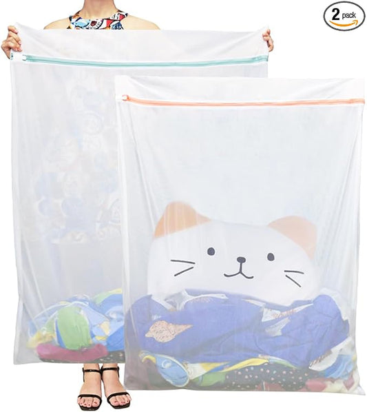 Tenn Well 2Pk 43x35" Extra Large Mesh Laundry Bags Jumbo for Blankets | Mesh bags for delicates, coats, blankets, bedding, toys, pet items, washing machine safe