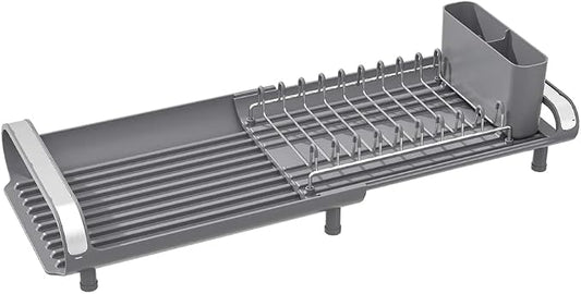 Better Houseware in Sink Dish Drying Rack, Dish Drying Rack in Sink with Non-Slip Handles, Stainless Steel Space-Saving Design, Dish Rack Holds 8 Plates, 12.25 x 18 x 10.75 Inch, Gray