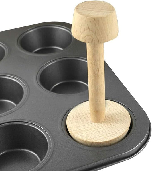 Tart Tamper - Double Side Wooden Egg Mold DIY Cake Pastry Pusher for Kitchen Party Baking Tools, Pie and Quiche Pans