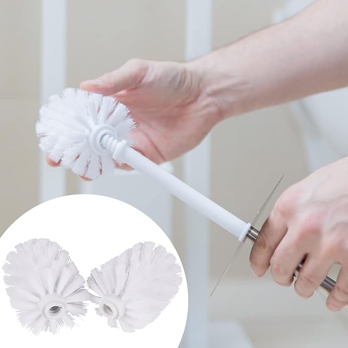 2PCS Toilet Bowl Brush Replacement Head, Toilet Brush Head Replacement with Durable Stiff Bristles, Cleaning Tool for Home Hotel Bathroom (Color:White)