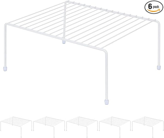 Medium (13.1 x 10.2 Inch) Cabinet Storage Shelf Rack, 6 Shelves, Kitchen Counter and Cabinet Shelf, Storage Rack Organizer for Kitchen, Fridge, Cabinet, Bathroom Cupboard & Pantry, White