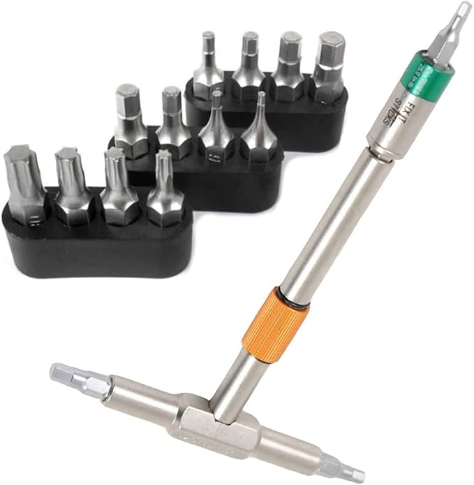 Fix It Sticks Zippered Deluxe Case Torque Limiter Kit | Four Pieces, T-Way Spanner, 3/16" Extended Ball End Hex, 65 45 25 15 Inch-Lbs, (FISTLS11-T-EB316)