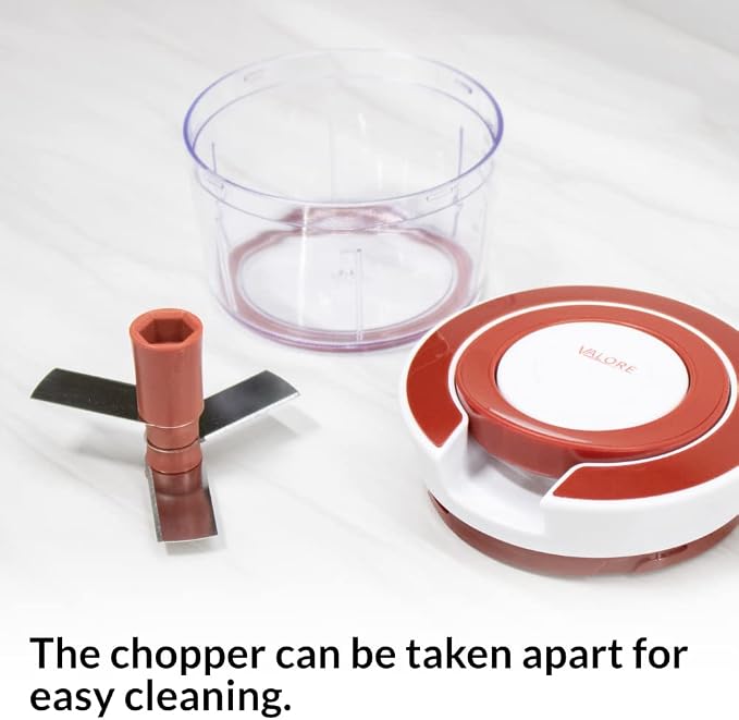 Valore Manual Food Processor Vegetable Chopper – 400 mL (1.7 Cup) Capacity – Easy Clean Garlic & Onion Cutter – Portable All-Purpose Quick Chop Kitchen Essential