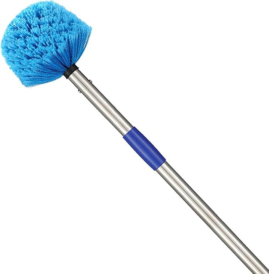 Cobweb Duster with Extension Pole - 6 FT Lightweight Stainless Steel Extendable Duster Ceiling Fan Duster for High Ceilings, Medium Stiff PET Bristle Spider Web Brush for Indoor/Outdoor Cleaning