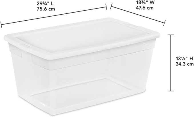 Sterilite 12-Pack 90 Quart Storage Box, Stackable Clear Plastic Bins with Snap-On Lids - Heavy-Duty Organizing Containers for Closet, Bathroom, and Office