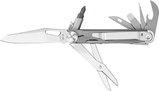 Pocket Multitool ST02, VG-10 Blade, 12-in-1 Multi tool Knife,Titanium-Plated Handle,Pocket Clip,Large Scissors, Multi-tool for Camping, Hiking, Survival, EDC Gadget for Men