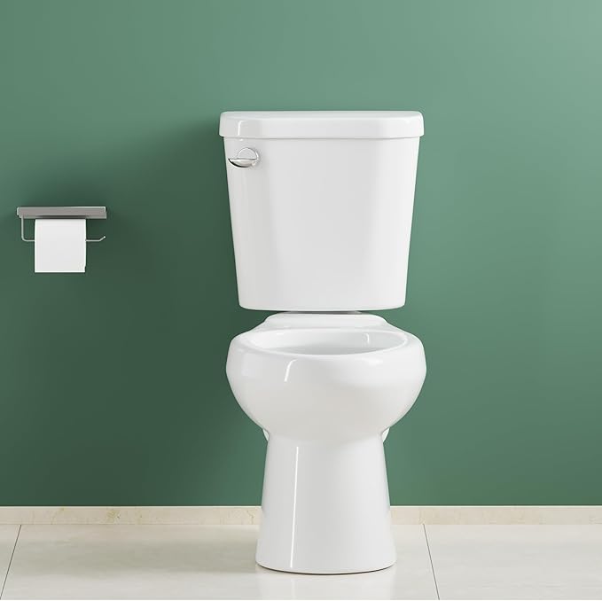 Two Piece Toilet, 17" Elongated with Upgraded Flushing, Single Handle (Side Mounted), Includes Hardware (Seat Not Included), White, 12" Rough-in