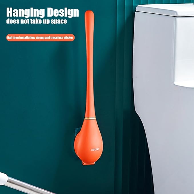 Modern Flexible Silicone Toilet Caspa for Home, Modern Home Flexible Silicone Toilet Brush, Wall Mounted Silicone Toilet Brush and Holder Set with Dispenser, Automatic Opening & Closing (1-D)