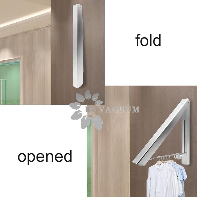 Drying Racks for Laundry Foldable, Wall Mounted Clothes Drying Rack | Retractable Clothes Folding Indoor, Aluminium, Home Storage Organizer Wall Hanger for Clothes (Silver)