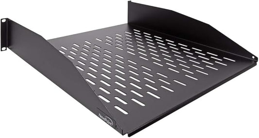 NavePoint 2U 19-Inch Universal Vented Rack Mount Cantilever Fixed Server Cabinet Shelf 18-Inches Deep Black