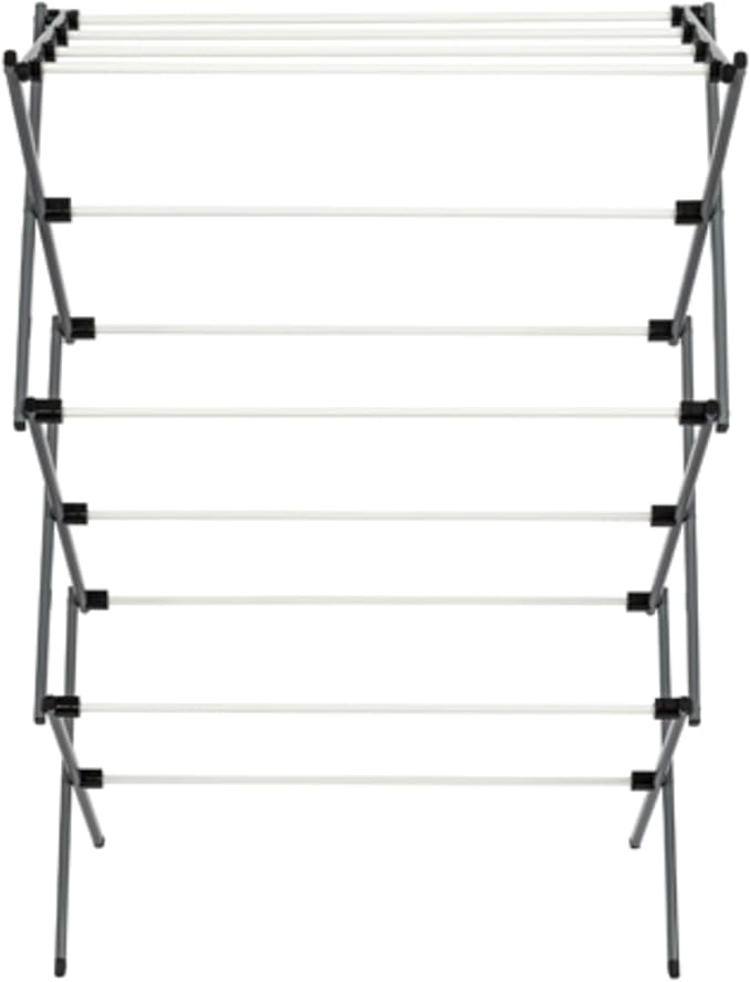 Honey-Can-Do Deluxe Metal Collapsible Clothes Drying Rack, 50 lbs, 29" x 14.2" x 42.1", White & Grey