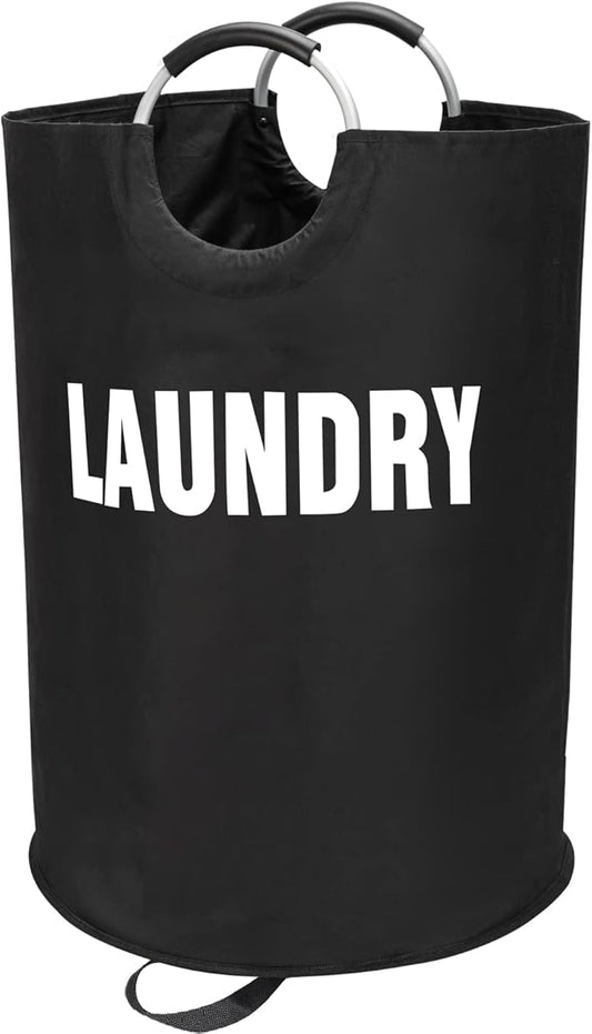 Maxsilan 160L XX-Large Laundry Basket Bag, Collapsible Tall Hamper, Black | Freestanding tall laundry bag & foldable washing basket. Extra large clothes storage bin with durable sturdy handles