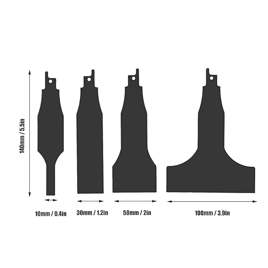 Reciprocating Saw Saber Blade, Sawzall Scraper Blades Multifunctional High Carbon Steel Tile Cleaning Tools Scraping Tool Attachment Floor Clean Scrapers Heavy Duty Tile Ground Mud Wall 4PCS