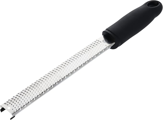 MasterChef Lemon Zester Grater with Handle, Kitchen Tool for Zesting Citrus Fruits & Finely Grating Parmesan Cheese, Garlic, Ginger, Coconut, Nutmeg, Wasabi, Chocolate etc, Stainless Steel, 12 inches