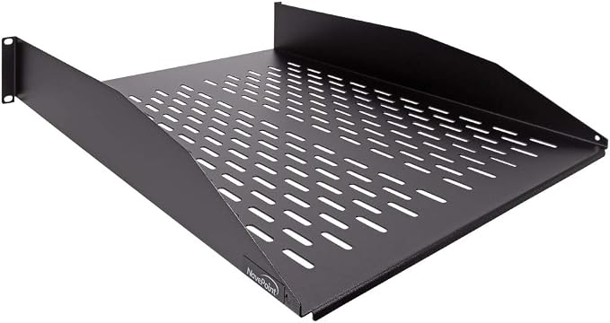 NavePoint 2U 19-Inch Universal Vented Rack Mount Cantilever Fixed Server Cabinet Shelf 22-Inches Deep Black