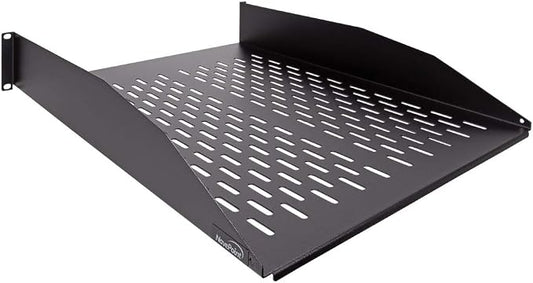 NavePoint 2U 19-Inch Universal Vented Rack Mount Cantilever Fixed Server Cabinet Shelf 22-Inches Deep Black