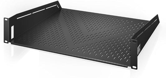 AC Infinity Vented Cantilever 2U Universal Rack Shelf, 16" Deep, for 19” Equipment Racks. Heavy-Duty 2.4mm Cold Rolled Steel, 100lbs Capacity