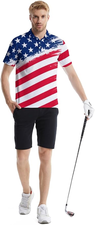 Polo Shirts for Men Moisture Wicking Mens Polo Shirts Patriotic Shirts for Men