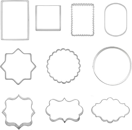 10 PCS Plaque Frame Cookie Cutters Set Fondant Tiles Biscuit Cutter Molds for Cookie Fruit Shapes
