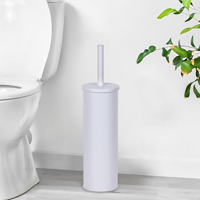 Deep & Sturdy Toilet Bowl Brush with Holder - Durable Scrubbing - Toilet Cleaners - Household Essentials - Bathroom Cleaner - Cleaning Supplies - Household Supplies, Matte White