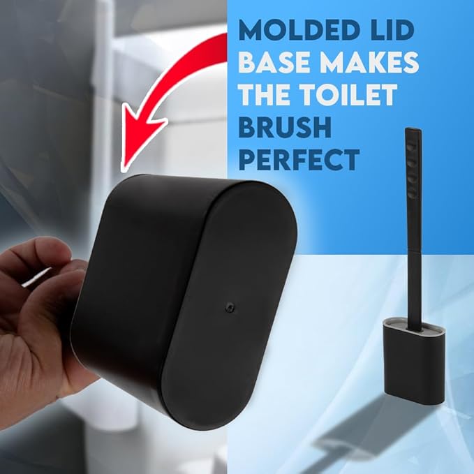 Modern Minimalist Silicone Toilet Brushes & Holders - Pack of 4 Toilet Bowl Brushes Black - Self-Cleaning & Splash-Free, Easy-Rinse Design with Wall Mounted Holder Bathroom Accessory