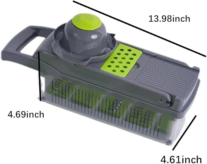 Vegetable Chopper with Container, Multifunctional 14-in-1 Food Veggie Chopper Cutter Slicer for Salad Onion Potato Carrot Garlic, Essential Kitchen Gadgets (Gray)