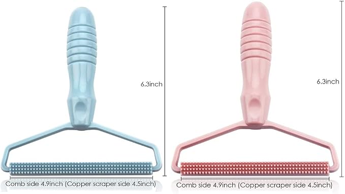 2 Pack Portable Lint Remover, Manual Fabric Shaver, Reusable Pet Hair Remover for Carpet, Clothing, Furniture, Couch Blue Pink 2pcs